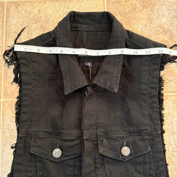 NWOT Citizens of humanity x Jerome Dahan distressed Sleeveless Jean Jacket Black - Picture 8 of 15